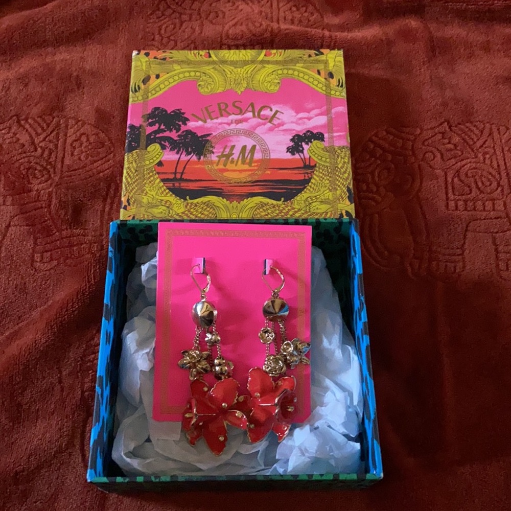 Versace x HM floral drop earrings